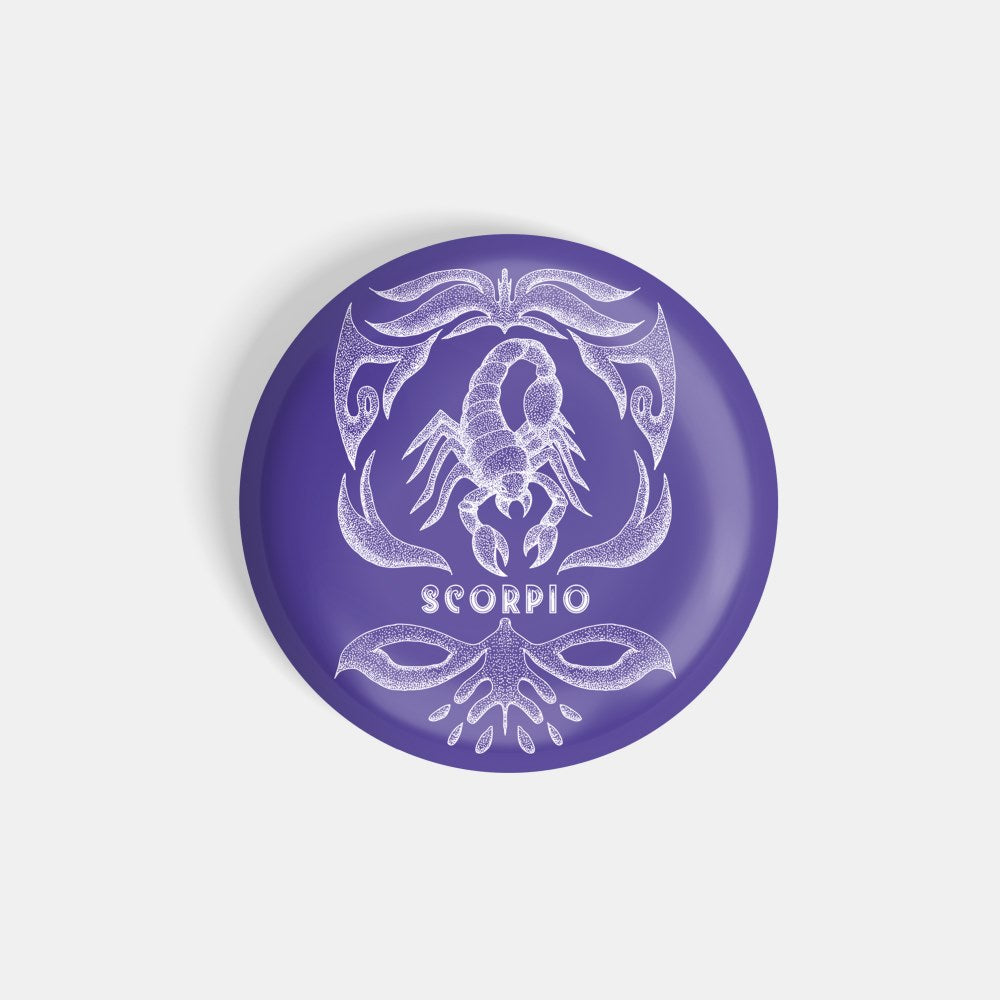dhcrafts Round Fridge Magnet Purple Color Vintage Zodiac Sign Scorpio D1 Glossy Finish Design Pack of 1 (58 mm)